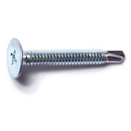 Buildright Self-Drilling Screw, #10 x 1-1/2 in, Zinc Plated Steel Wafer Head Phillips Drive, 3000 PK 07814